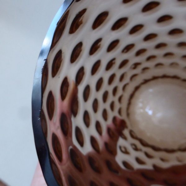 Borske Sklo Czech art glass vase, mid century, optic lens brown retro 1960s - Image 13
