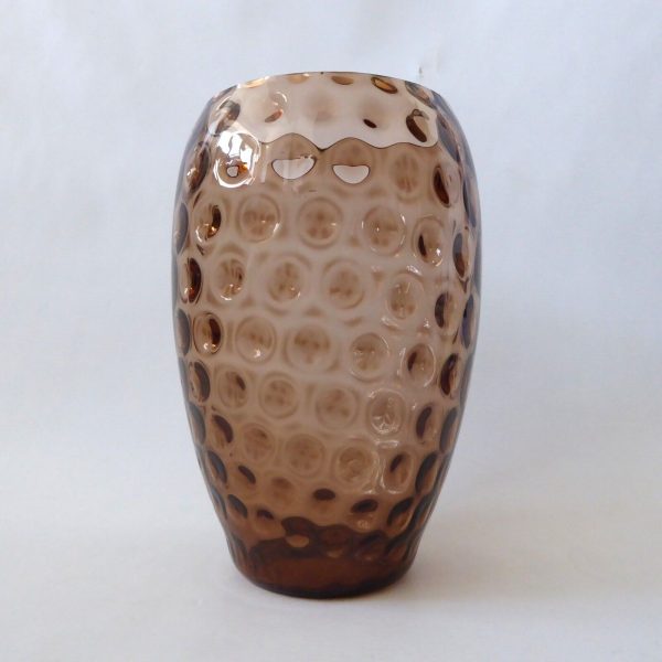 Borske Sklo Czech art glass vase, mid century, optic lens brown retro 1960s - Image 3