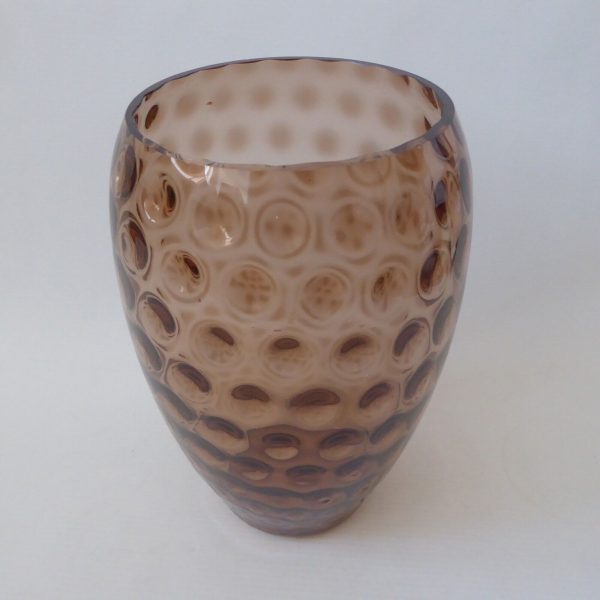 Borske Sklo Czech art glass vase, mid century, optic lens brown retro 1960s - Image 4