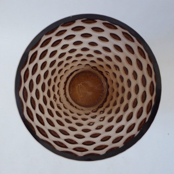 Borske Sklo Czech art glass vase, mid century, optic lens brown retro 1960s - Image 6
