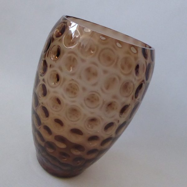 Borske Sklo Czech art glass vase, mid century, optic lens brown retro 1960s - Image 7