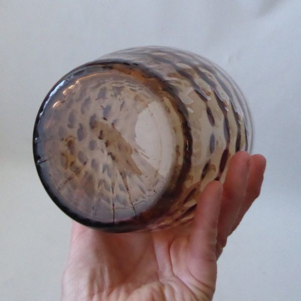 Borske Sklo Czech art glass vase, mid century, optic lens brown retro 1960s - Image 10