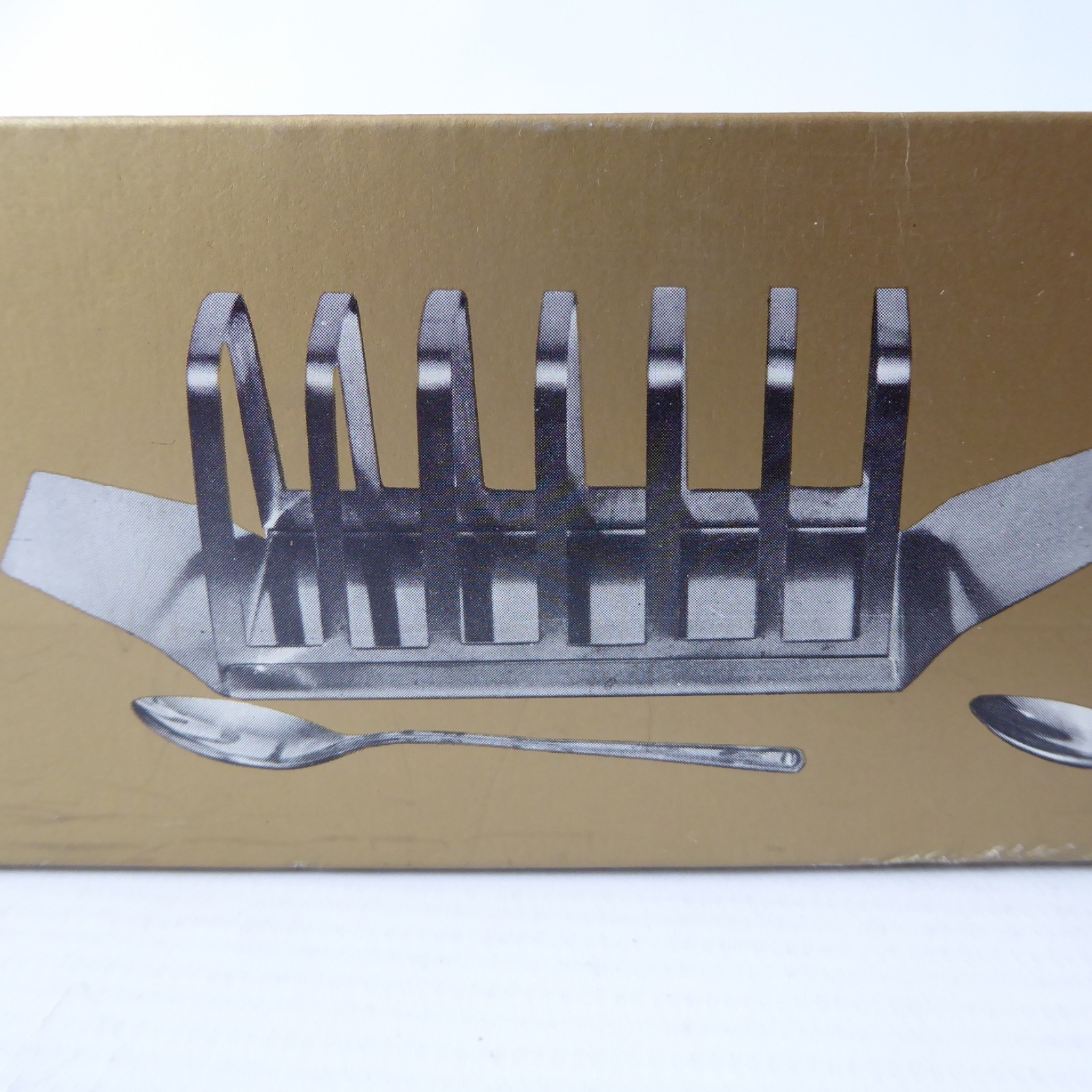 Boxed new 1970s breakfast set, egg cups, toast rack, salt pepper shakers, spoons - Image 13
