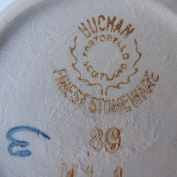 Buchan Portobello Scotland, stoneware round pottery pin dish, blue painted & sig - Image 8