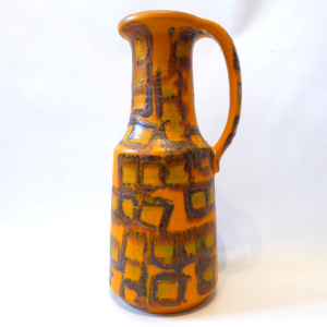 Carstens Tönnieshof 4239-30 orange black pottery vase. Austria/West German retro