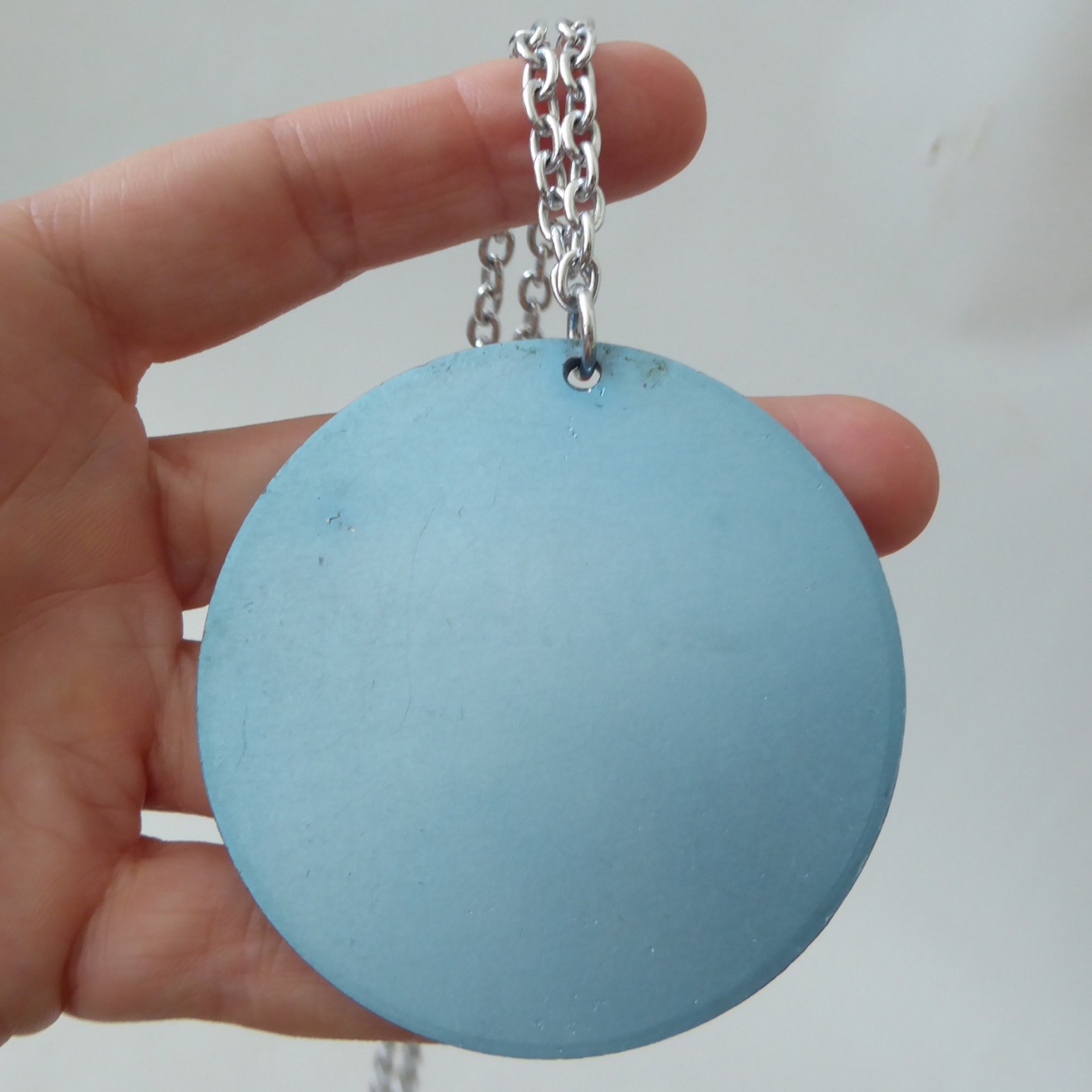 Conrah cristillium pendant necklace. Aluminium anodised blue metal. Geometric - Image 12