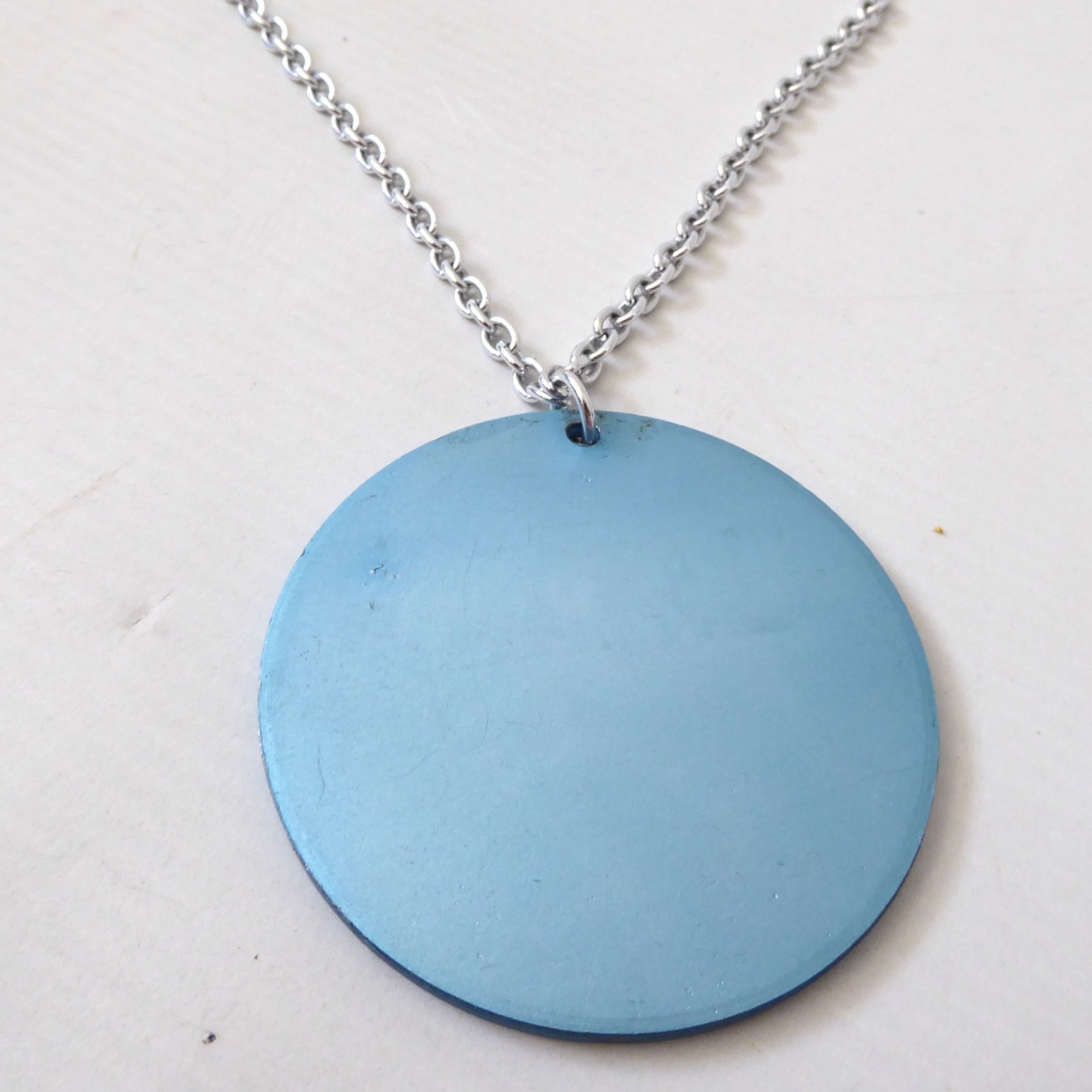 Conrah cristillium pendant necklace. Aluminium anodised blue metal. Geometric - Image 9