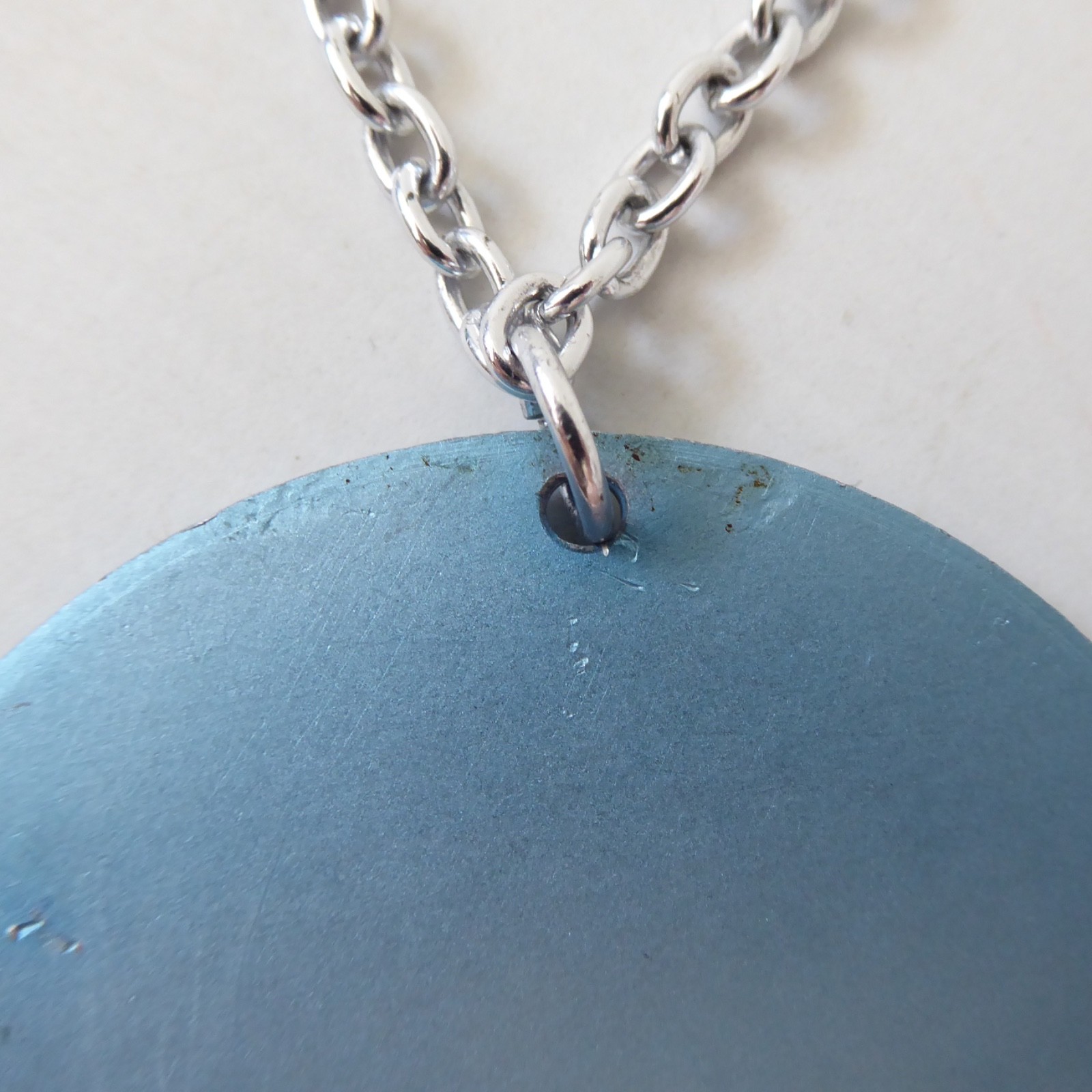 Conrah cristillium pendant necklace. Aluminium anodised blue metal. Geometric - Image 10
