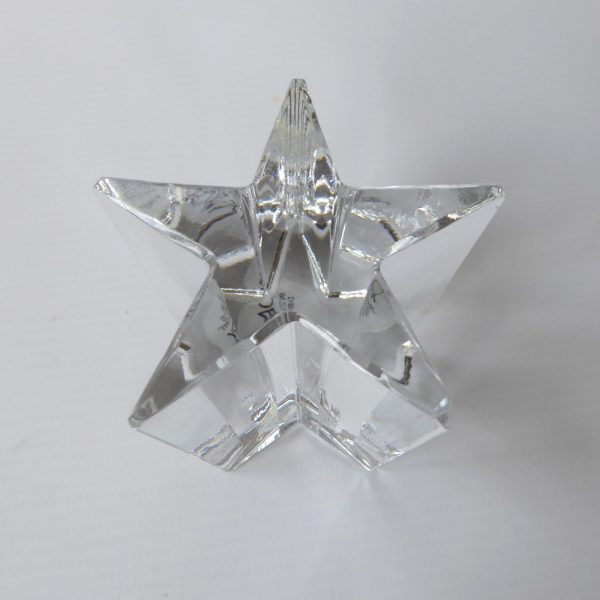 Dansk Designs art glass crystal star paperweight, ornamental clear block. Poland - Image 3