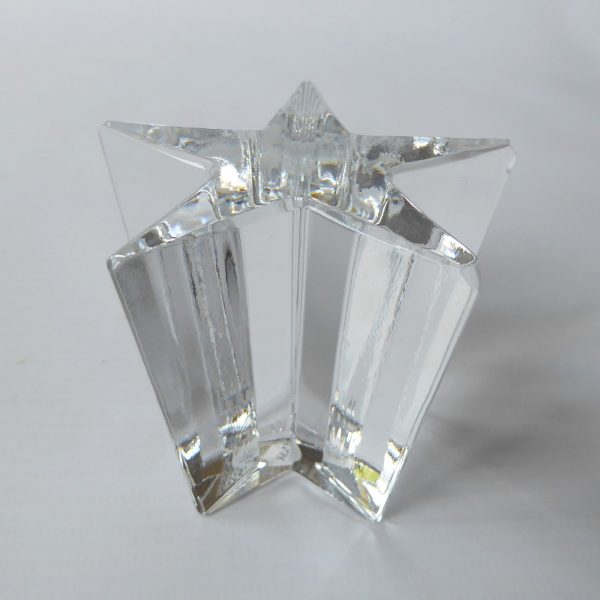 Dansk Designs art glass crystal star paperweight, ornamental clear block. Poland - Image 5