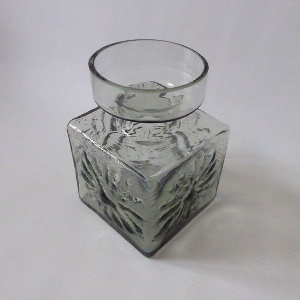 Dartington Frank Thrower FT60 Midnight grey art glass vase. 1960s vintage crystl - Image 4