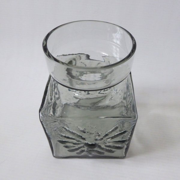 Dartington Frank Thrower FT60 Midnight grey art glass vase. 1960s vintage crystl - Image 7