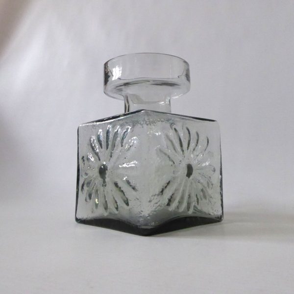 Dartington Frank Thrower FT60 Midnight grey art glass vase. 1960s vintage crystl
