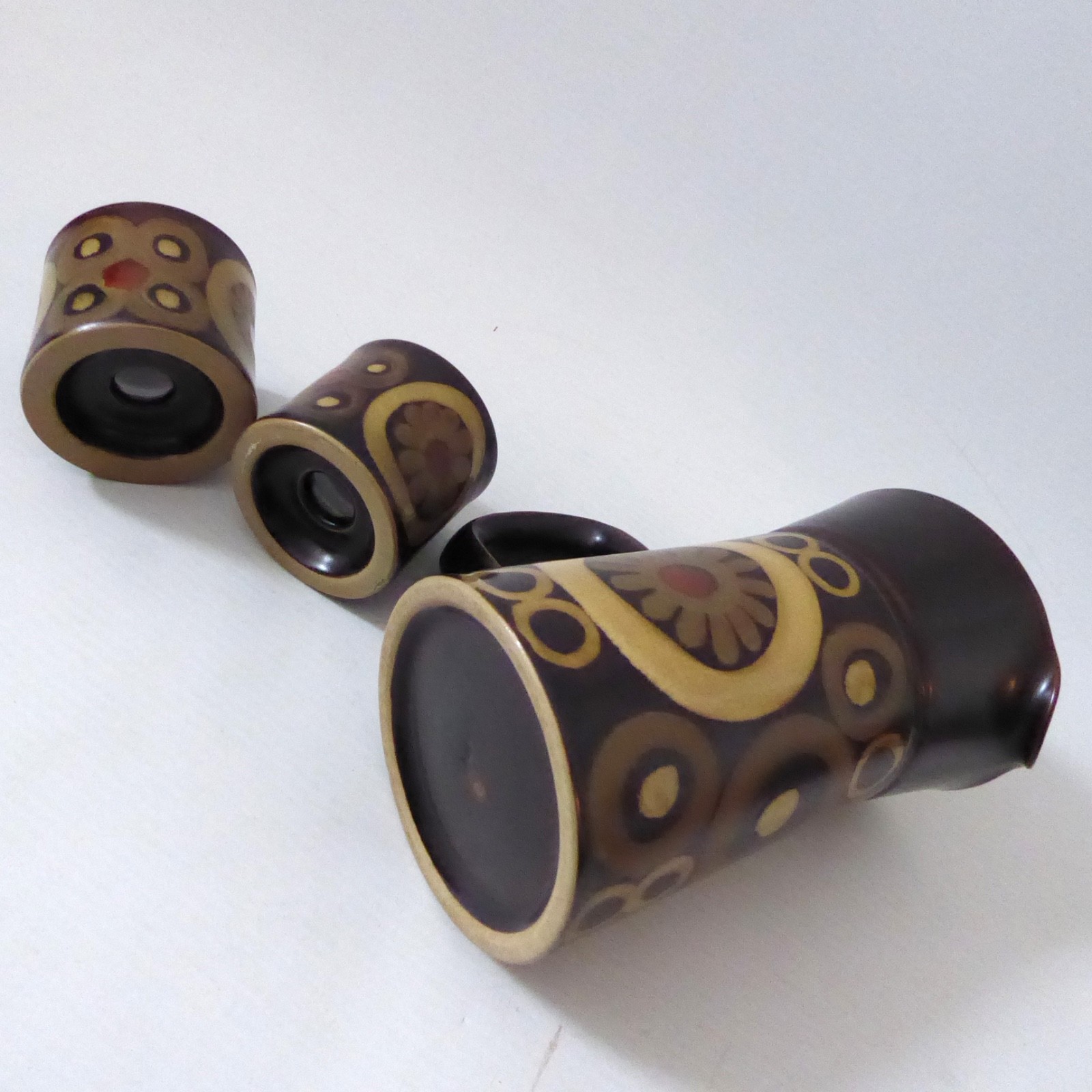 Denby Arabesque tall milk jug + 2 egg cups. Vintage brown circles stoneware - Image 10