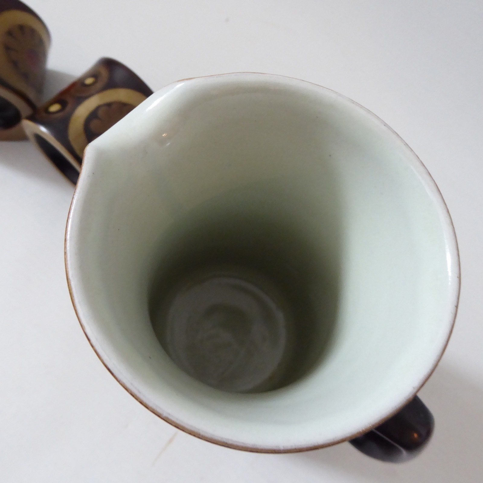 Denby Arabesque tall milk jug + 2 egg cups. Vintage brown circles stoneware - Image 12