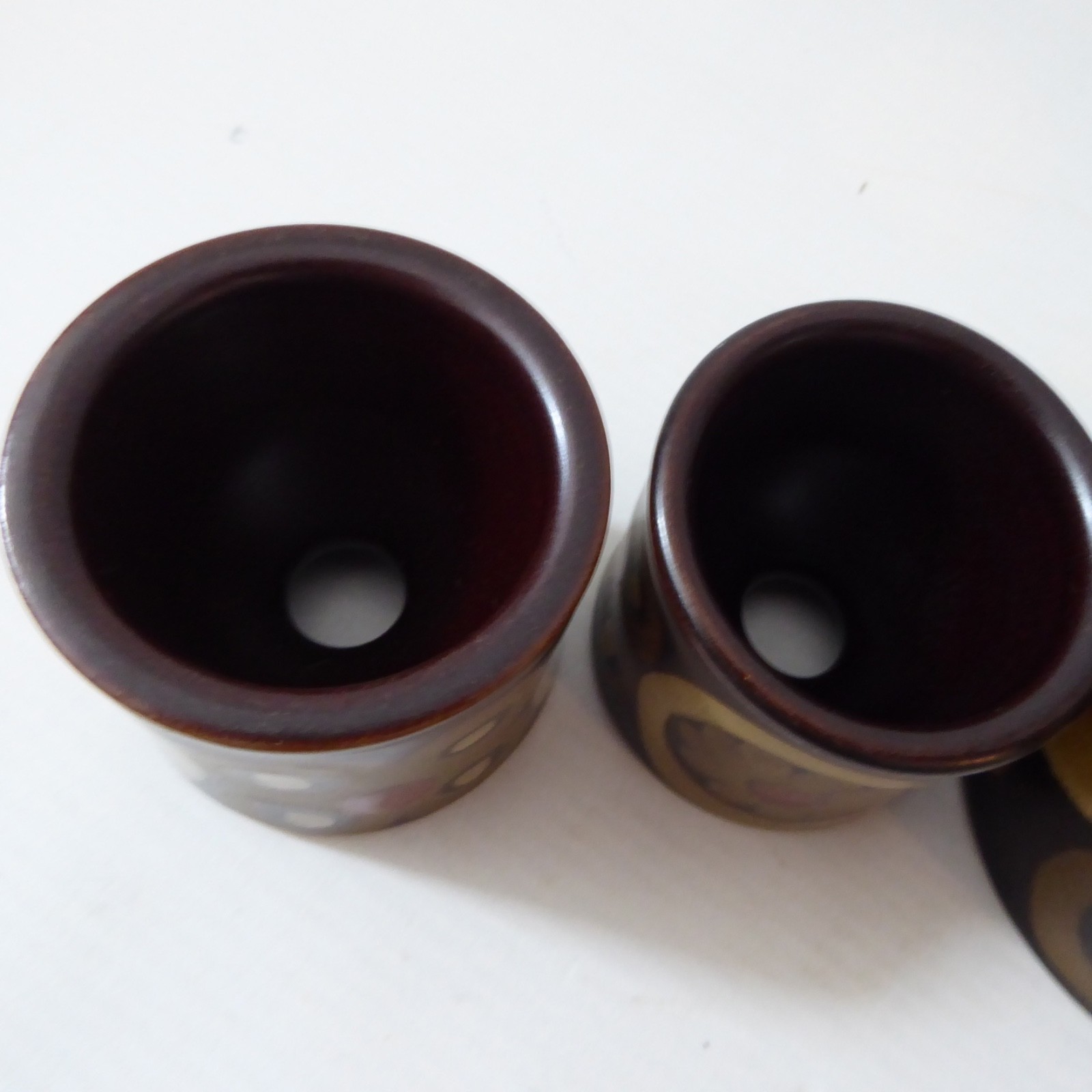 Denby Arabesque tall milk jug + 2 egg cups. Vintage brown circles stoneware - Image 8