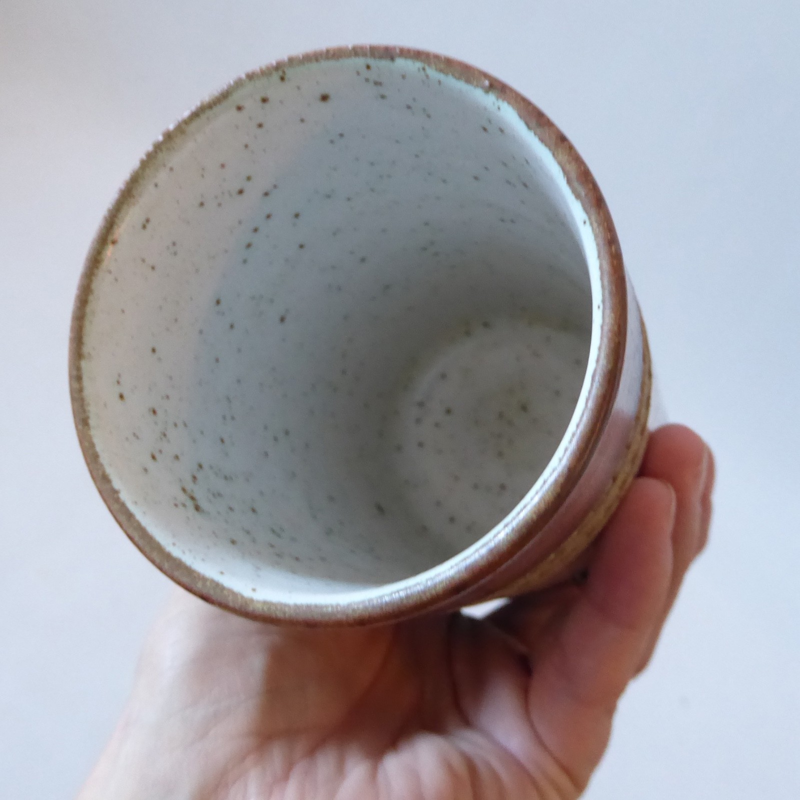 Denby Potter's Wheel vintage stoneware vase, pottery cylinder blue stripe. 1970s - Image 7
