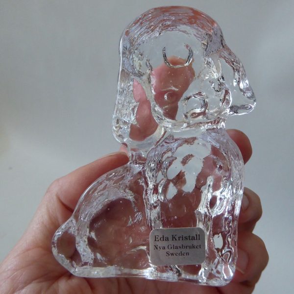 Eda Kristall, Nya Glasbruket Sweden art glass Poodle dog paperweight figurine - Image 4