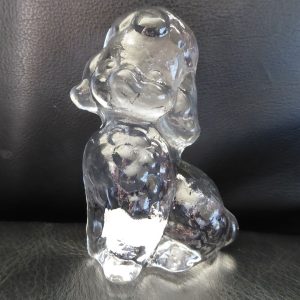Eda Kristall, Nya Glasbruket Sweden art glass Poodle dog paperweight figurine