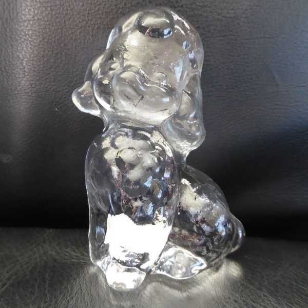 Eda Kristall, Nya Glasbruket Sweden art glass Poodle dog paperweight figurine