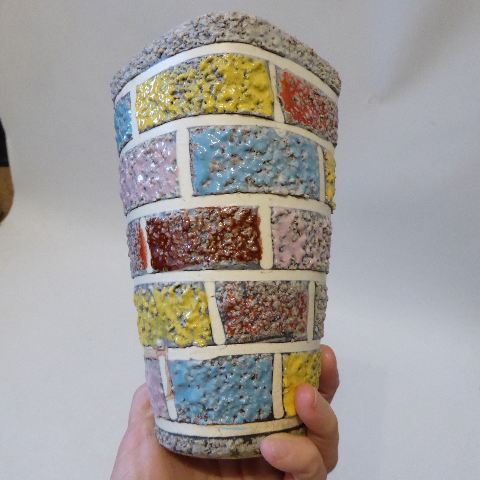 Fratelli Fanciullacci 1960s Italian pottery brick vase, Mid century modern, 5393 - Image 10