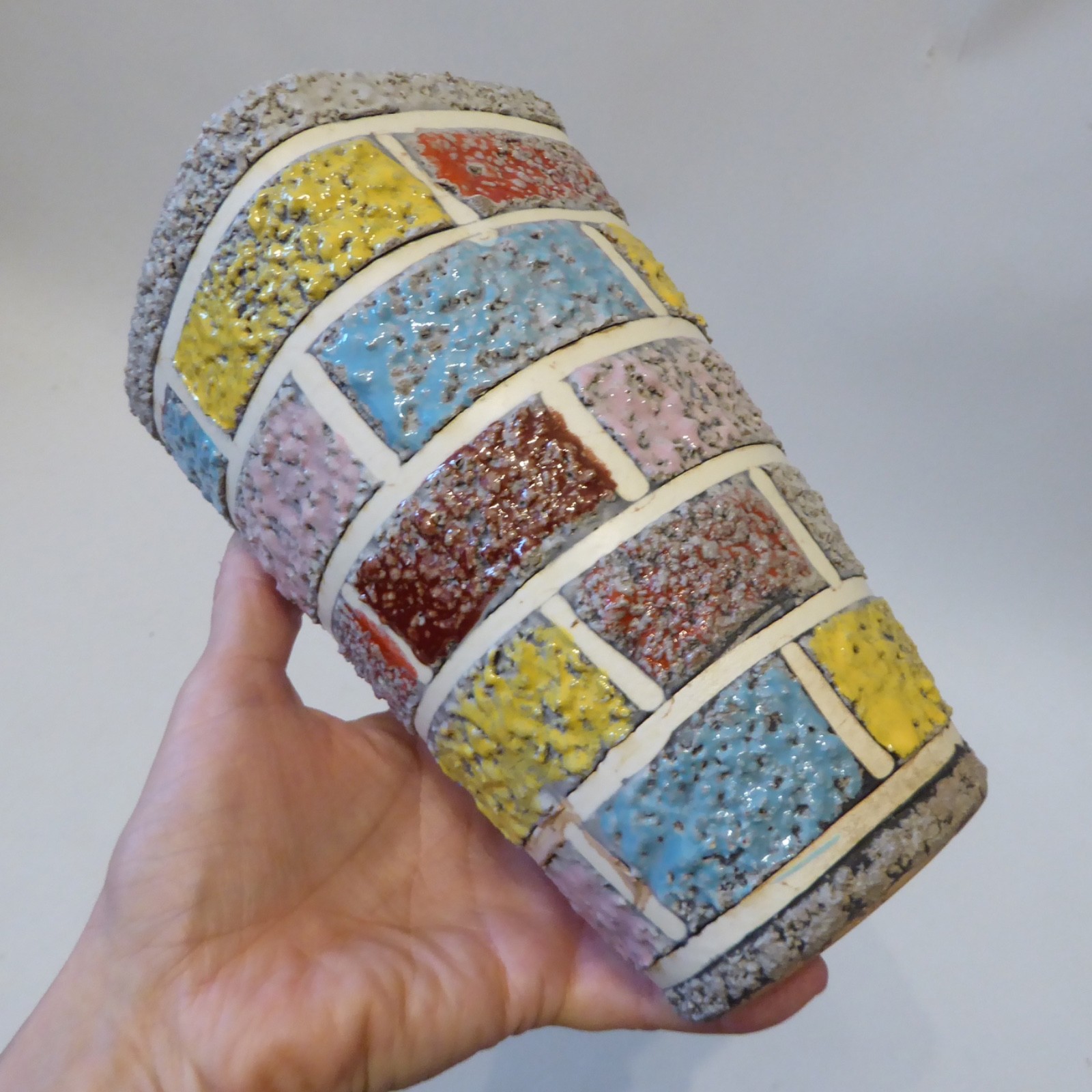 Fratelli Fanciullacci 1960s Italian pottery brick vase, Mid century modern, 5393 - Image 11