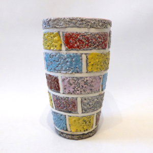 Fratelli Fanciullacci 1960s Italian pottery brick vase, Mid century modern, 5393