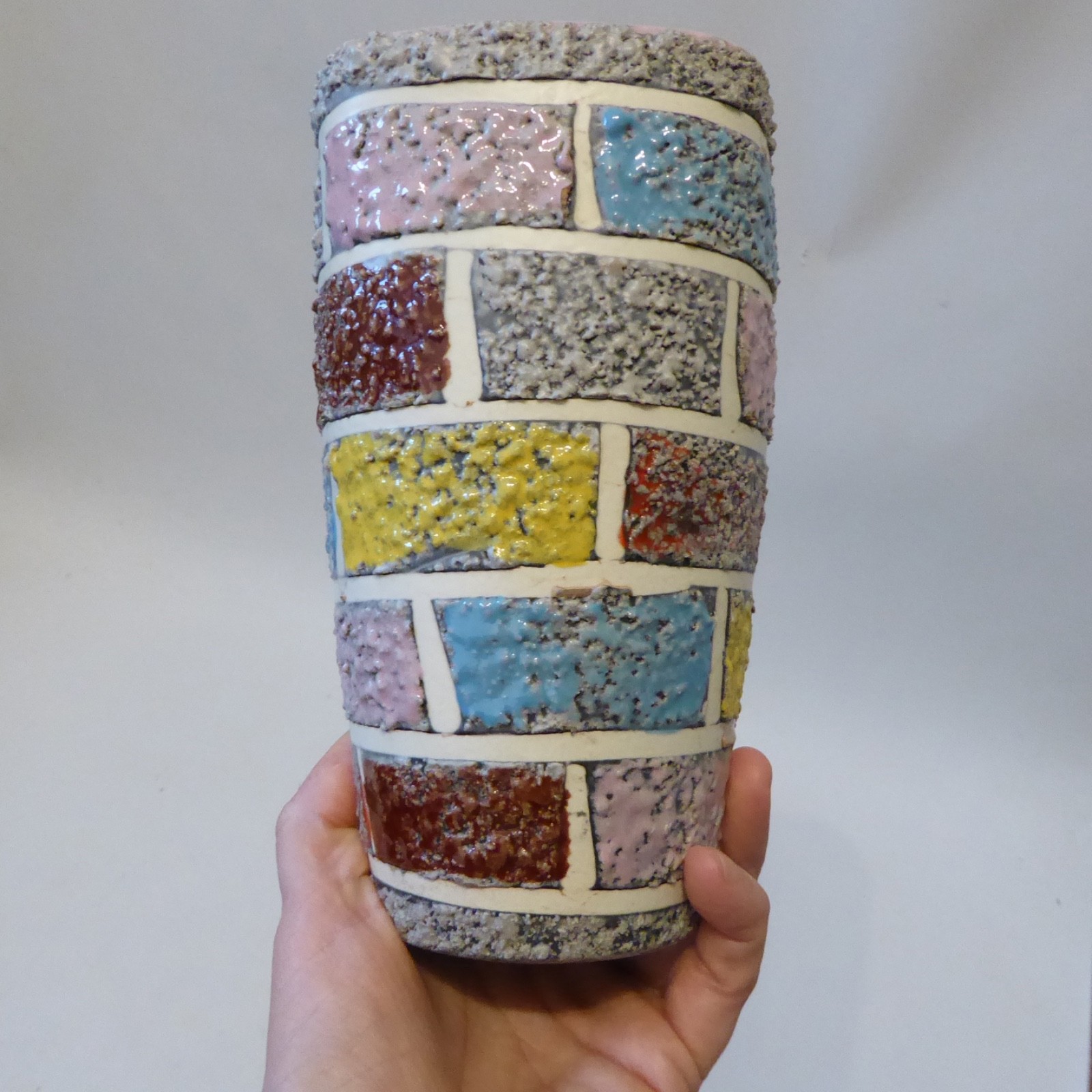 Fratelli Fanciullacci 1960s Italian pottery brick vase, Mid century modern, 5393 - Image 8
