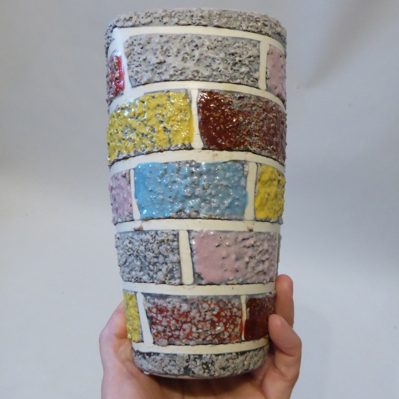 Fratelli Fanciullacci 1960s Italian pottery brick vase, Mid century modern, 5393 - Image 9