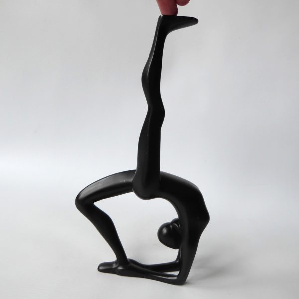 Gymnast dancer figurine, black sculpture statue. Modernist female figure retro - Image 3