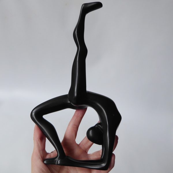 Gymnast dancer figurine, black sculpture statue. Modernist female figure retro - Image 4