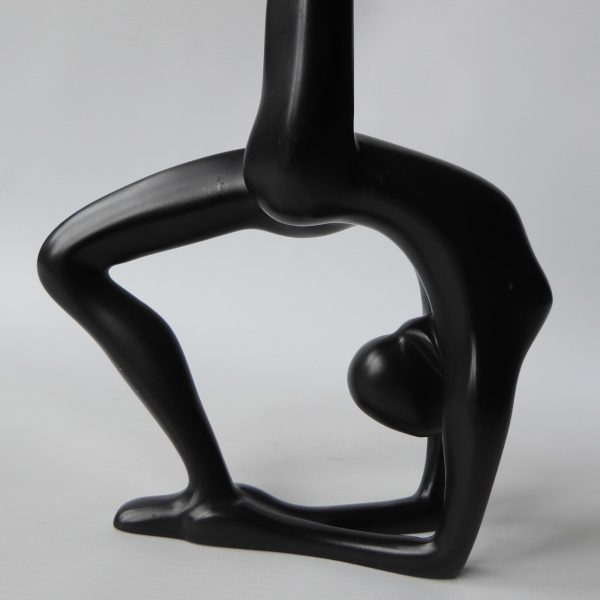 Gymnast dancer figurine, black sculpture statue. Modernist female figure retro - Image 5