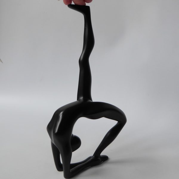 Gymnast dancer figurine, black sculpture statue. Modernist female figure retro - Image 7