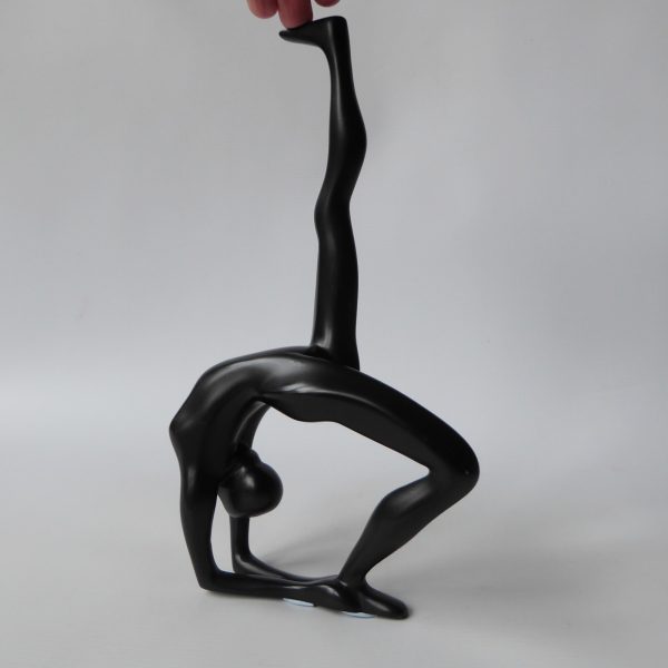 Gymnast dancer figurine, black sculpture statue. Modernist female figure retro - Image 8