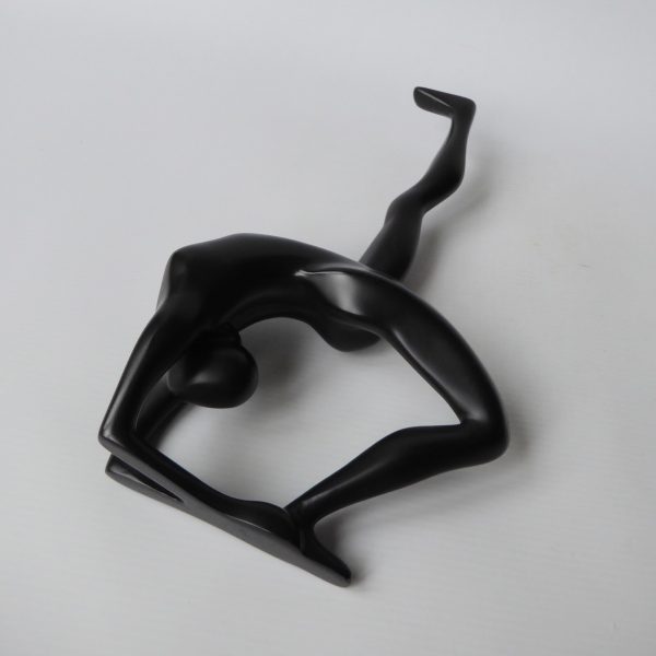 Gymnast dancer figurine, black sculpture statue. Modernist female figure retro - Image 9