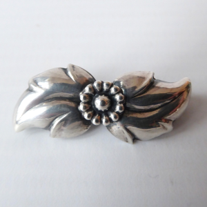 Hermann Siersbol HS Danish sterling 925 silver brooch. Modernist vintage flower