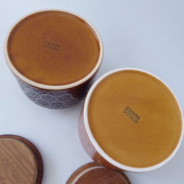 Hornsea Heirloom & Saffron short blank canisters jars, 70s retro vintage pottery - Image 14