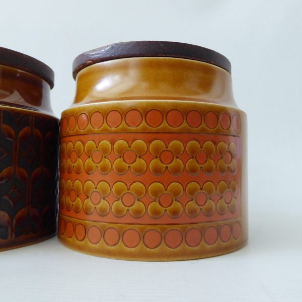 Hornsea Heirloom & Saffron short blank canisters jars, 70s retro vintage pottery - Image 4