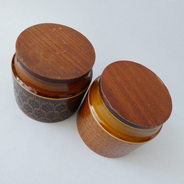 Hornsea Heirloom & Saffron short blank canisters jars, 70s retro vintage pottery - Image 5