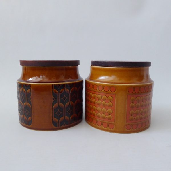 Hornsea Heirloom & Saffron short blank canisters jars, 70s retro vintage pottery - Image 6