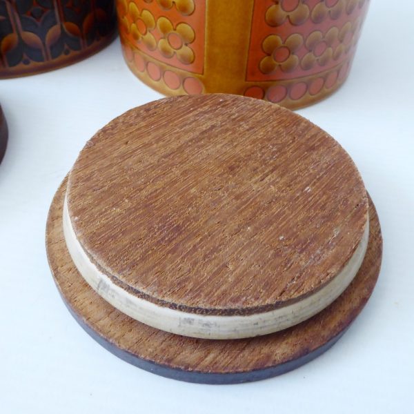 Hornsea Heirloom & Saffron short blank canisters jars, 70s retro vintage pottery - Image 9