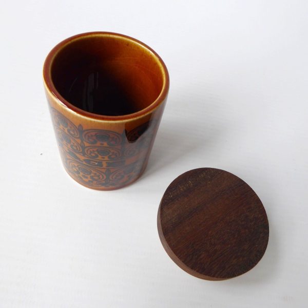 Hornsea Pottery C Scroll vintage Sage herb jar container pot. 1960s brown short - Image 6