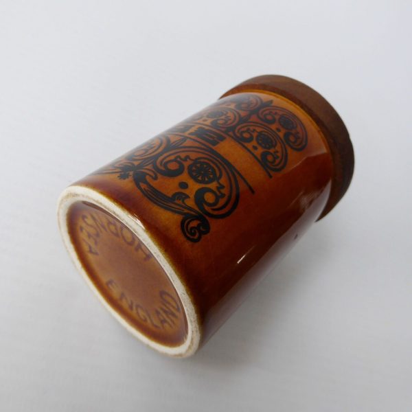 Hornsea Pottery C Scroll vintage Sage herb jar container pot. 1960s brown short - Image 7