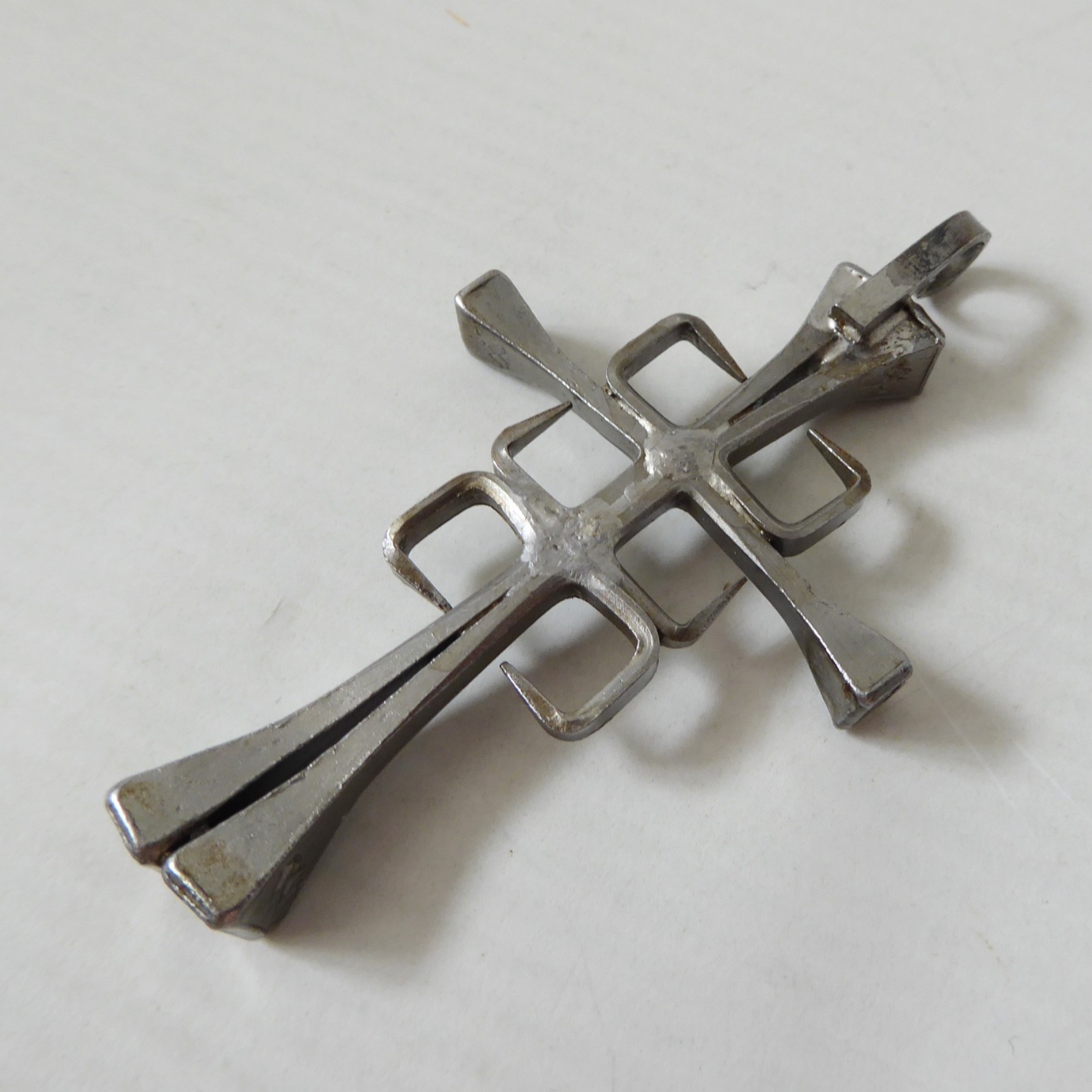 Horseshoe nail cross pendant for necklace, brutalist retro artisan boho handmade - Image 6