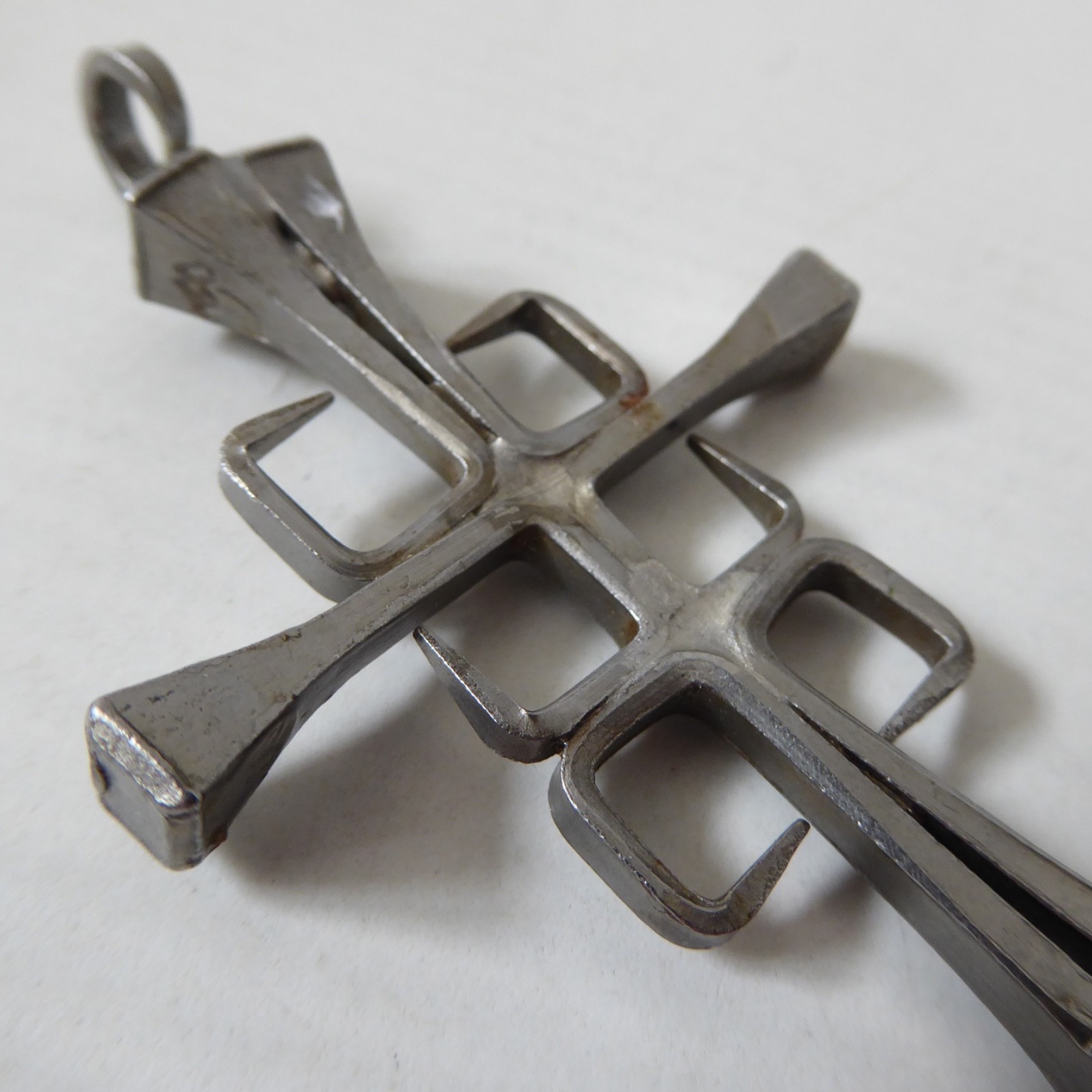 Horseshoe nail cross pendant for necklace, brutalist retro artisan boho handmade - Image 9