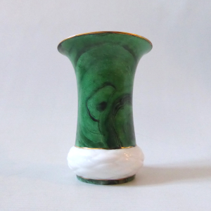 Hutschenreuther bone china malachite green & gold vintage vase, hand painted