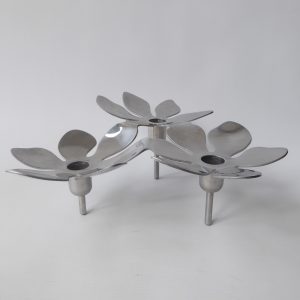 Ikea 1729 Stockholm 3 flower dinner candle holder, stainless steel Monika Mulder