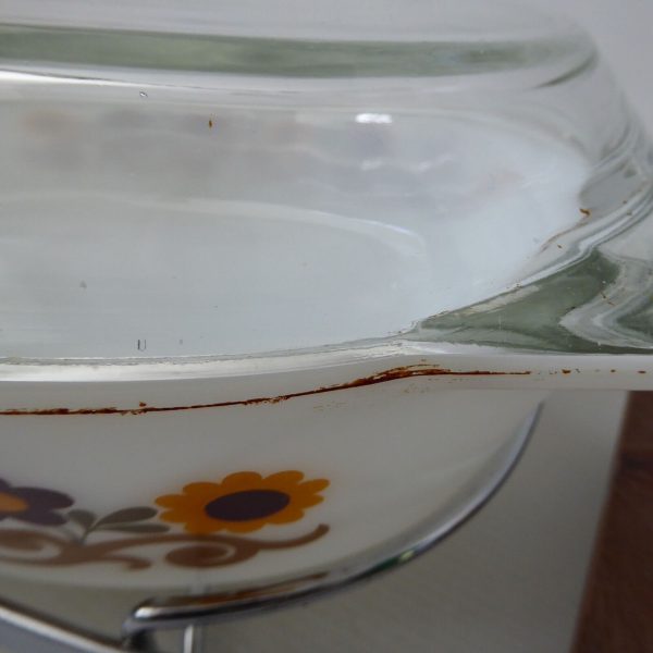 JAJ Pyrex Briarwood opal glass oval casserole dish 524 + lid + stand. 70s retro - Image 18