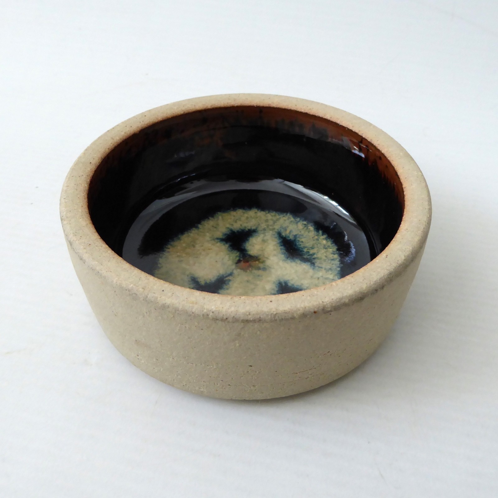John Harlow vintage studio pottery small stoneware bowl, decorative glazed inner - Image 2