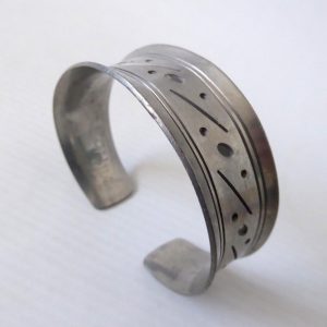 Jorgen Jensen 969 Danish vintage pewter wide geometric open oval bangle bracelet